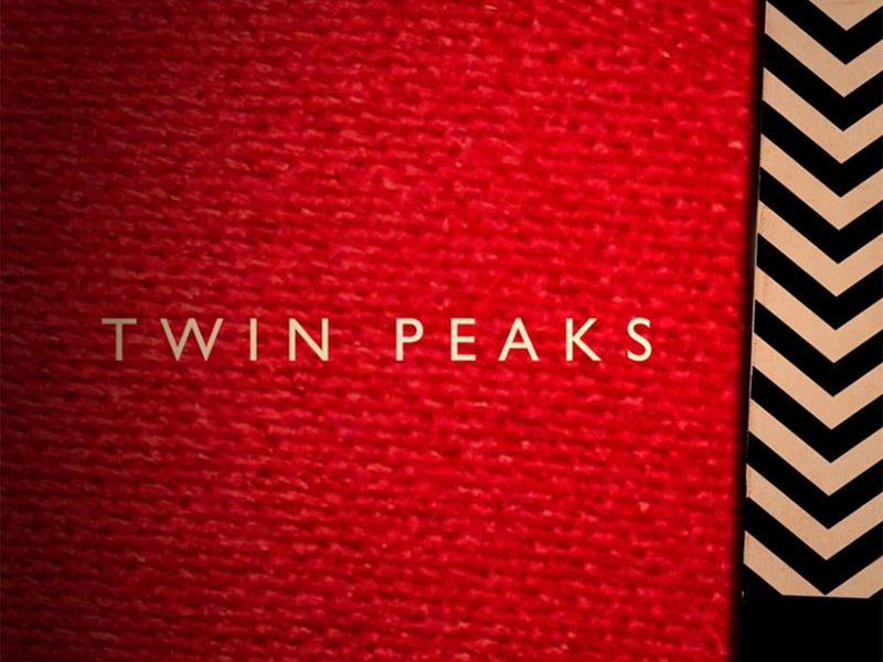 Red background with the words Twin Peaks on it