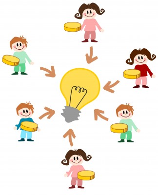 Illustration of kids around a light bulb