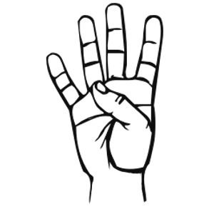Illustration of a hand with 4 fingers raised
